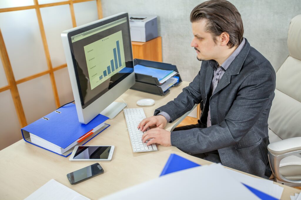 young businessman working from his office the concept of hard work