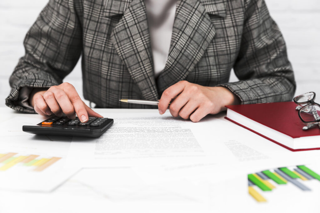 business woman working office desktop